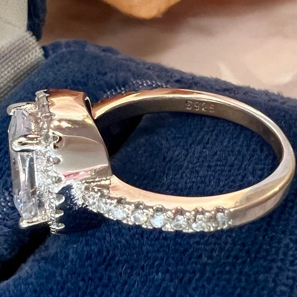 Large Cushion Cut Fancy Diamond Halo Engagement Ring Solid 925 Sterling Silver - Picture 3 of 15